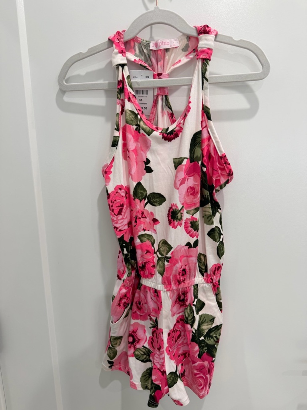 Pink & White Soft Floral Girls Romper